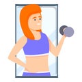 Funny fitness blog icon, cartoon style