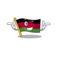 Funny flag malawi mascot cartoon style with Wink eye