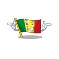 Funny flag mali mascot cartoon style with Wink eye