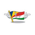 Funny flag seychelles mascot cartoon style with Wink eye