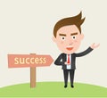 Funny flat character success business concept