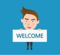 Funny flat character welcome business concept Royalty Free Stock Photo