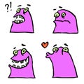 Funny Flat Monsters. Isolated Vector Illustration. Royalty Free Stock Photo