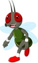 Funny flies cartoon walking with smile and waving