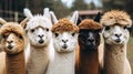 Funny llamas looking at camara