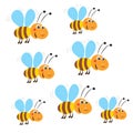 Funny Flying Bees. Vector On A White Background. Bee. Bee Toy.