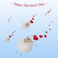 Funny Flying Cartoon Character Dandelion Looking Sheep With Flying Hearts Greeting Card For Happy ValentineÃ¢â¬â¢s Day