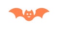 Funny flying orange bat with open wings Halloween kids character with smile icon vector flat