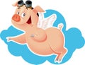 Funny Flying Pig Vector Cartoon Illustration Royalty Free Stock Photo