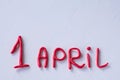 Funny font April Fools` Day, written in plasticine. Fools day phrase from plasticine, letters on white background Royalty Free Stock Photo