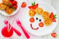 Funny food art idea for healthy baby girl breakfast - cheese pan