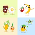 Funny food characters - set of modern vector illustrations Royalty Free Stock Photo