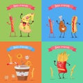 Funny Food for Childish Menu Conceptual Banner.