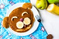 Funny food for children, breakfast pancakes