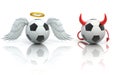 Funny football 3d concept - angel and devil soccer balls