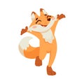 Funny Fox Animal with Bushy Tail Enjoying and Cheering with Happy Smiling Snout Vector Illustration