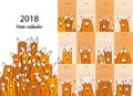 Funny foxes, calendar 2018 design