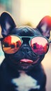 Funny French bulldog with sunglasses - AI digital art