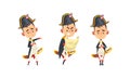 Funny French Emperor Set, Historical Character in with Different Emotions Cartoon Vector Illustratio