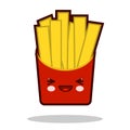 Funny french fries cartoon character icon kawaii fast food Flat design Vector