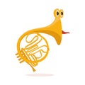 Funny French Horn Musical Instrument Cartoon Character Vector Illustration