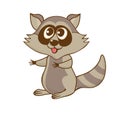 Funny friendly raccoon in cartoon style