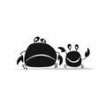 Funny friends crabs, black silhouette for your design Royalty Free Stock Photo