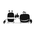Funny friends crabs, black silhouette for your design Royalty Free Stock Photo