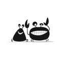 Funny friends crabs, black silhouette for your design