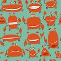 Funny friends crabs, seamless pattern for your design Royalty Free Stock Photo