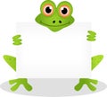 Funny frog cartoon with blank sign