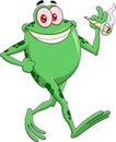 Funny Frog Cartoon Character Walking And Smoking A Joint