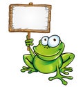 Frog with signboard Royalty Free Stock Photo