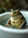 Funny frog sitting in the bath Royalty Free Stock Photo