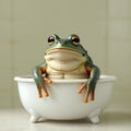 Funny frog sitting in the bath Royalty Free Stock Photo