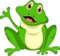 Funny frog waving cartoon