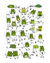 Funny frogs collection, sketch for your design