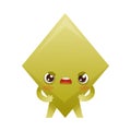 Funny Frowning Green Rhombus as Geometric Shape Character with Angry Face Expression Vector Illustration
