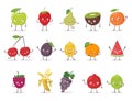 Funny fruit character set. Cartoon vector illustration Royalty Free Stock Photo