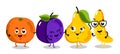 Funny fruit isolated cartoon characters Royalty Free Stock Photo