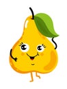 Funny fruit pear isolated cartoon character