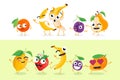 Funny fruit - set of vector characters illustrations Royalty Free Stock Photo