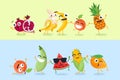 Funny fruit and vegetables - set of vector cartoon characters illustrations Royalty Free Stock Photo