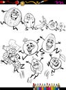 Funny fruits set cartoon coloring page Royalty Free Stock Photo