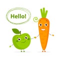 Funny fruits and vegetables with eyes in flat style Royalty Free Stock Photo