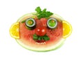 Funny fruity face, isolated Royalty Free Stock Photo