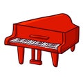 Funny and funky red grand piano