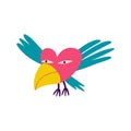 Funny funny character heart with wings and beak. Love crow or raven Royalty Free Stock Photo