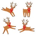Funny funny deer santa claus joyfully jumps.