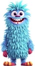 Funny furry cheerful monster